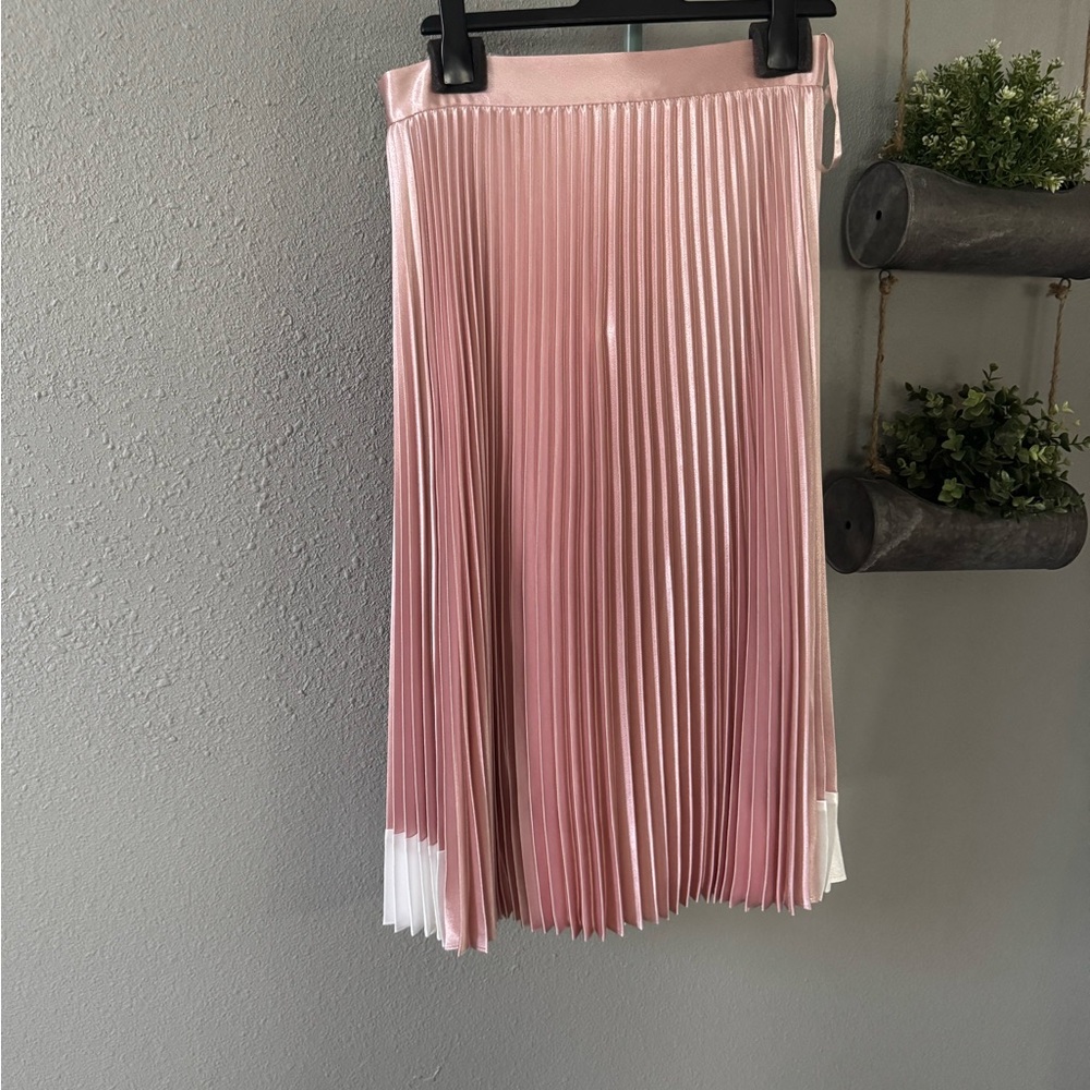 Ted Baker London Blush and White Pleated Midi Skirt size 4 NWT
